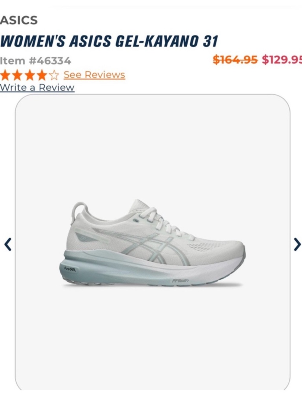 ASICS GEL-KAYNO 31 Running Shoe Women’s Size 10.5 - White/Gray 1012B794